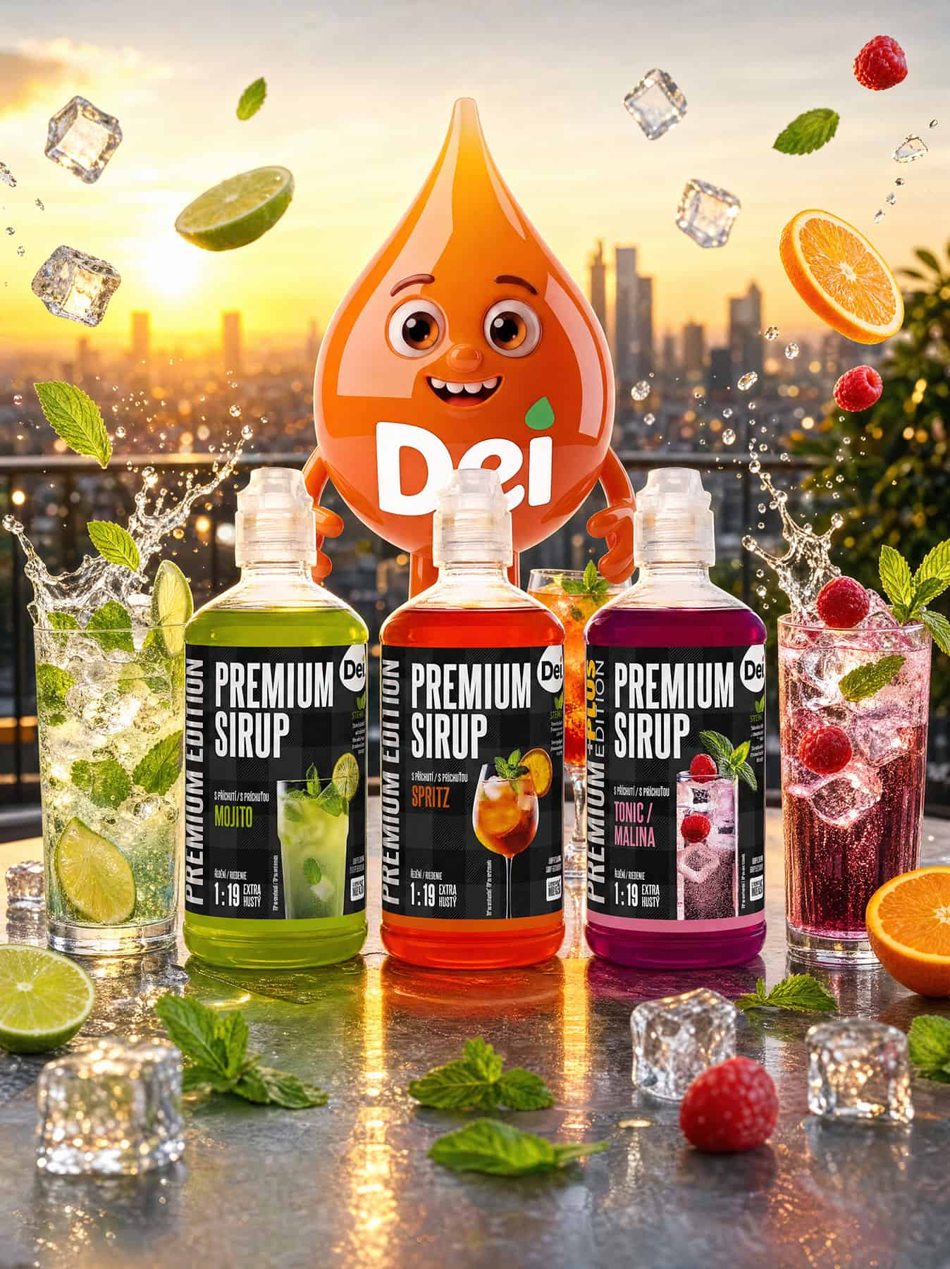Premium sirupy Dei – Mojito, Spritz, Tonic Malina